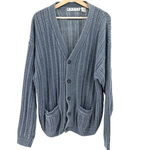 Vintage 90s Basix Fenn Wright Manson Indigo Grunge Chunky Cardigan Sweater